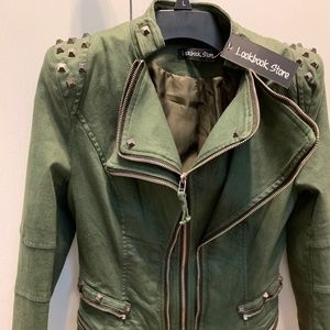 Lookbook  denim fitted studded jacket New with tags Size 8